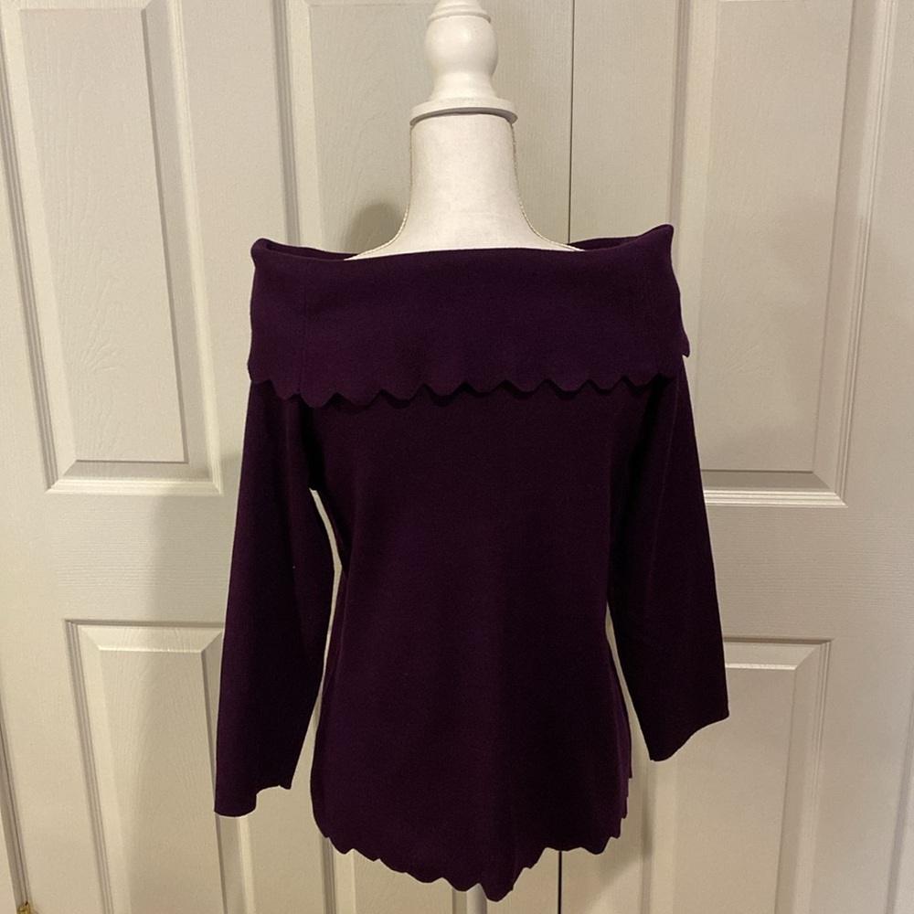 Beautiful purple off the shoulder sweater! - Picture 2 of 3